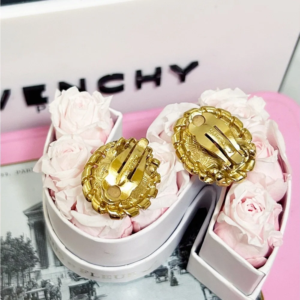 Authentic Givenchy RARE Vintage 18kt G.P Crystal Statement Earrings - Picture 7 of 12